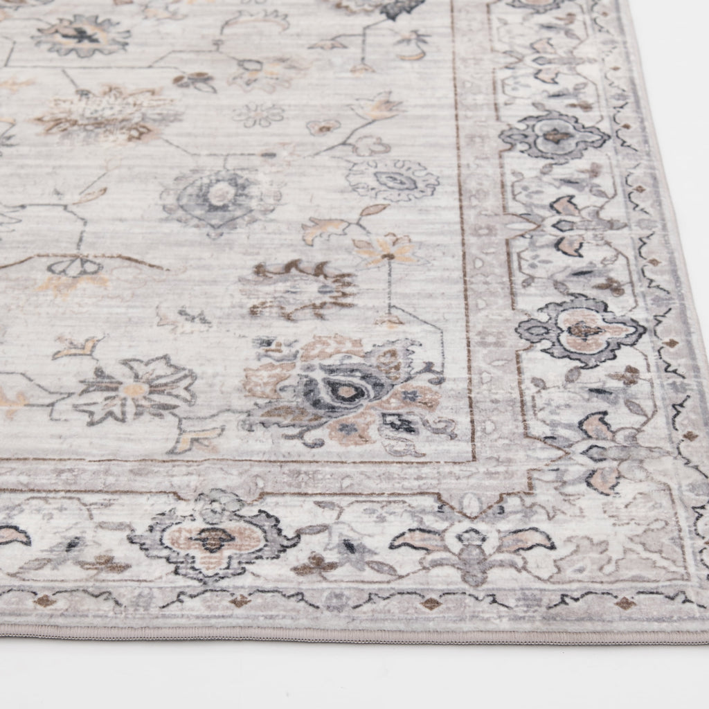  Persian Blooms Ivory Faux Fur Indoor Area Rug, 5'x7'