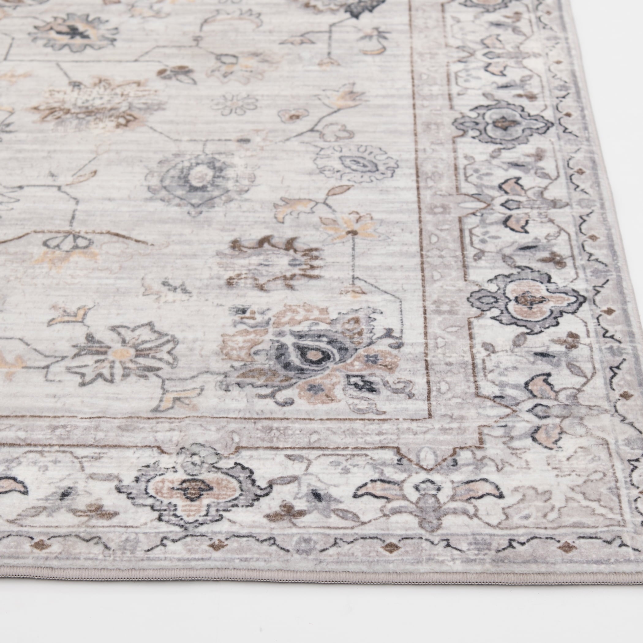  Persian Blooms Ivory Faux Fur Indoor Area Rug, 5'x7'
