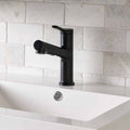  Pull-Out Bathroom Sink Faucet with Pop-up Drain and Optional Deckplate, Matte Black
