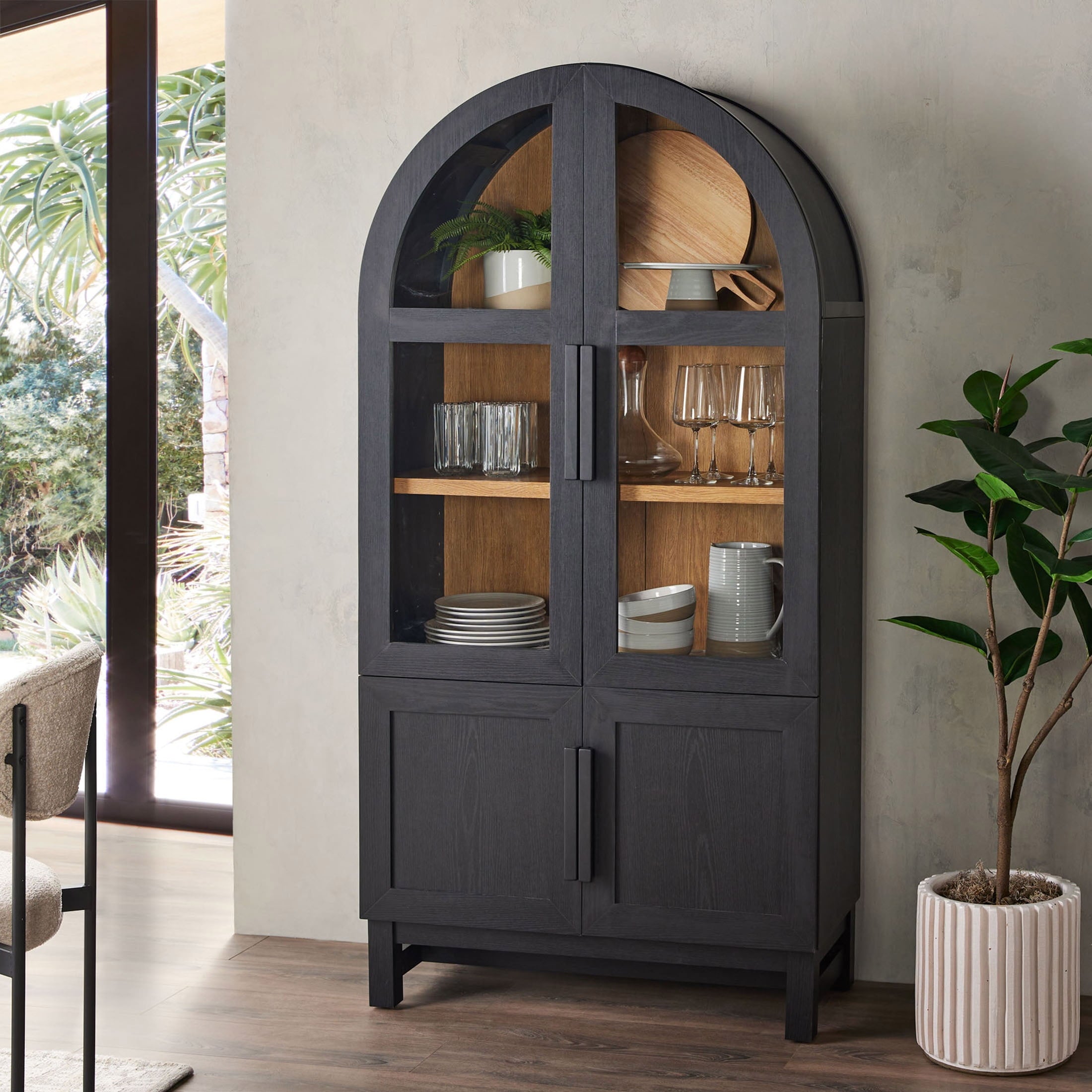  Juliet Kitchen Rounded Arch Cabinet, Rich Black