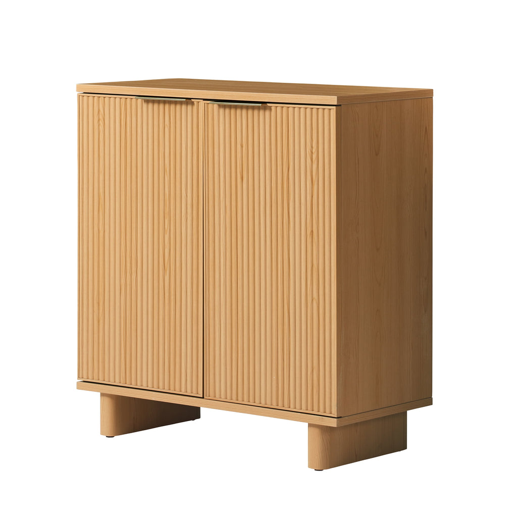  Lillian Fluted Accent Cabinet, Natural Pine Finish