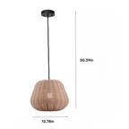 50" Natural Woven Pendant LED A19 1-Light Bulb 8W(60W Equiv), Matte Black