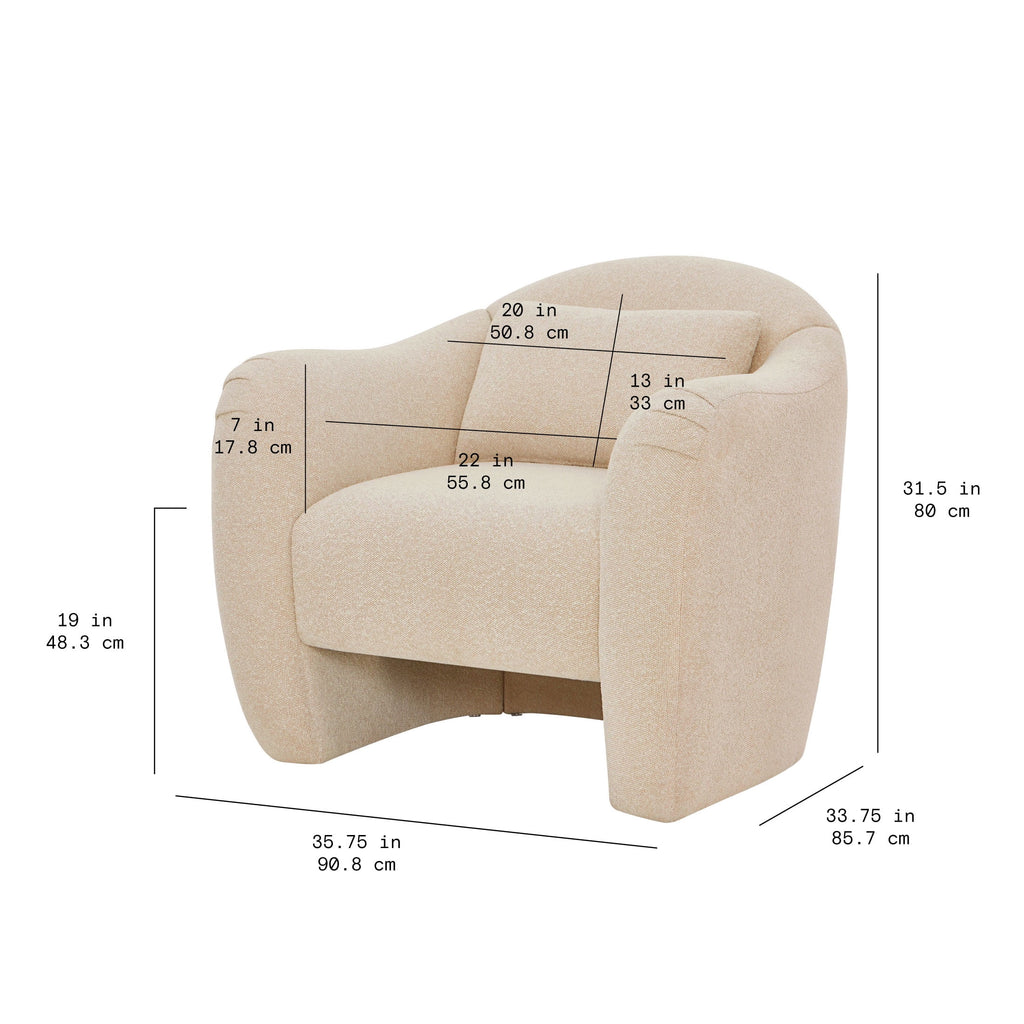 Beautiful Barrymore Teddy Accent Chair by Drew Barrymore, Cream Shearling