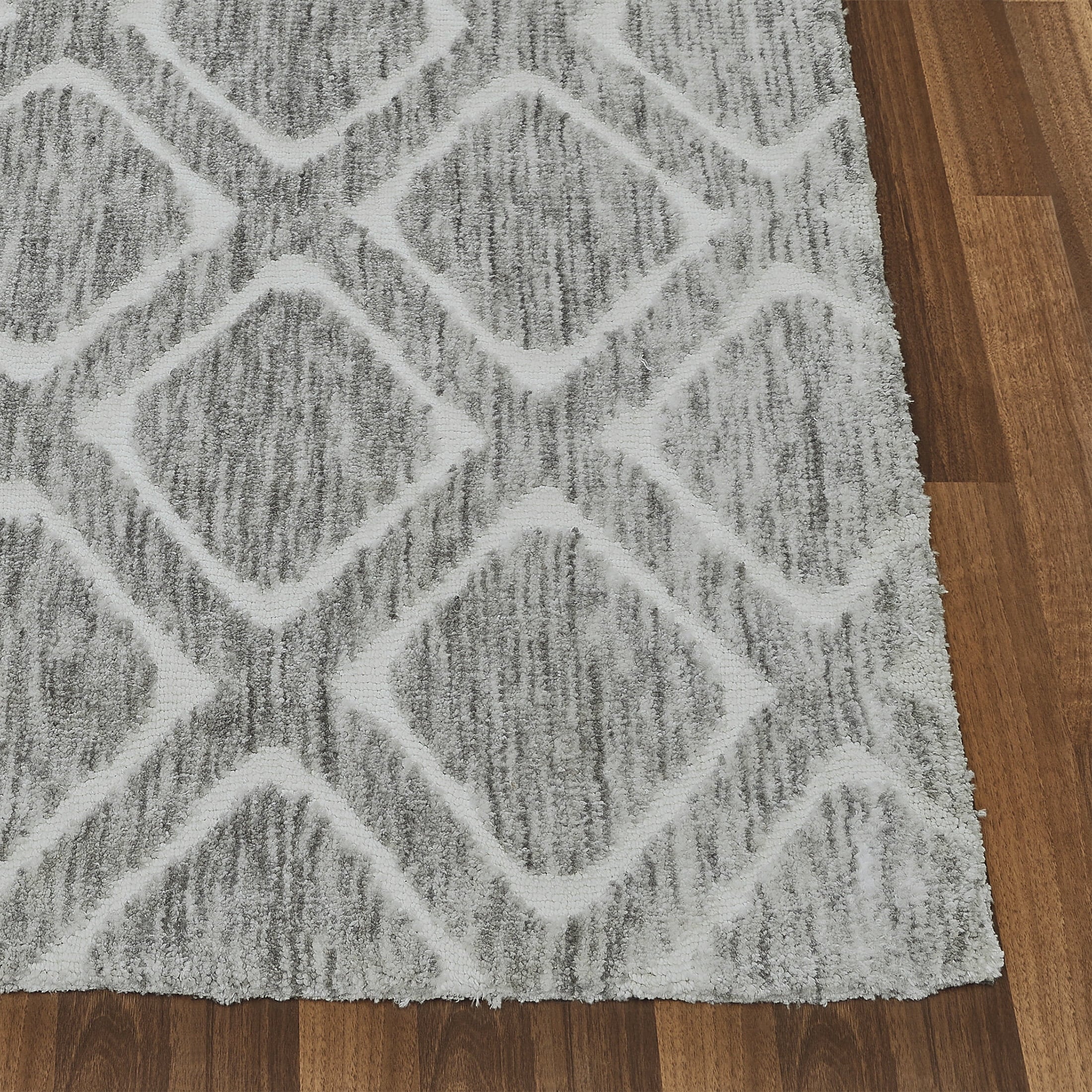  Tufted Diamond Indoor Area Rug, Grey, 5' x 7'