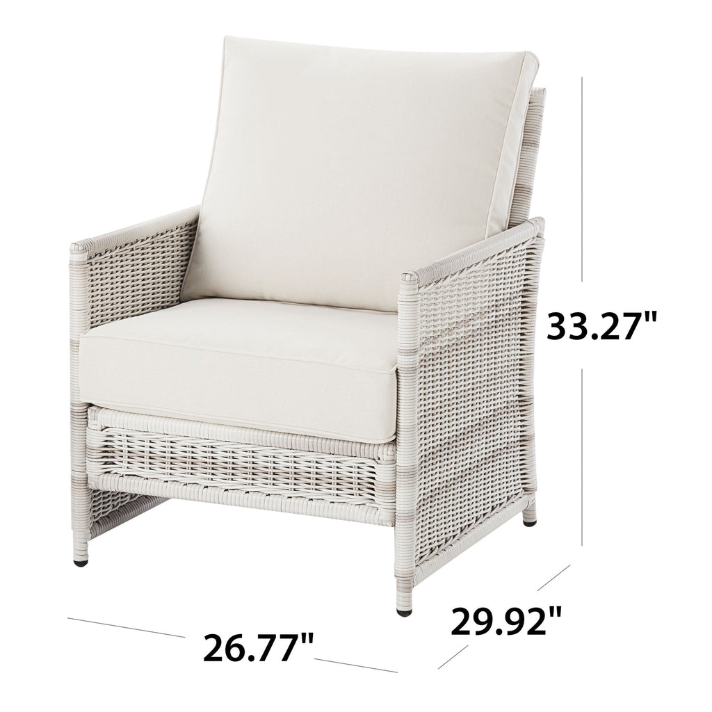  Paige Outdoor Wicker Stationary Lounge Chairs, Set of 2, White