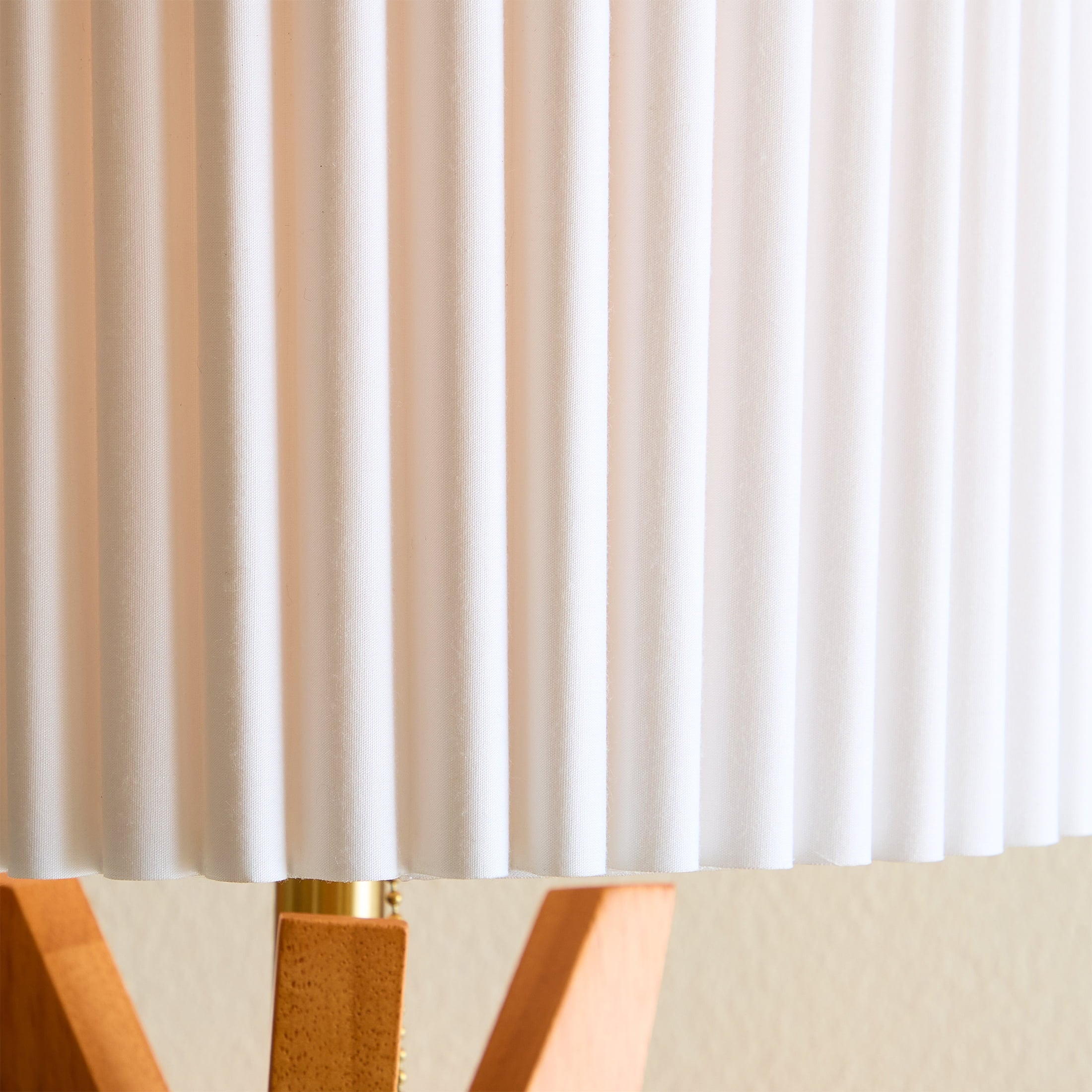  24" Tripod Table Lamp with Natural Wood Base and Pleated Shade