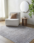  Persian Blooms Washable Non-Skid Indoor Area Rug, Brown, 5'3" x 7'