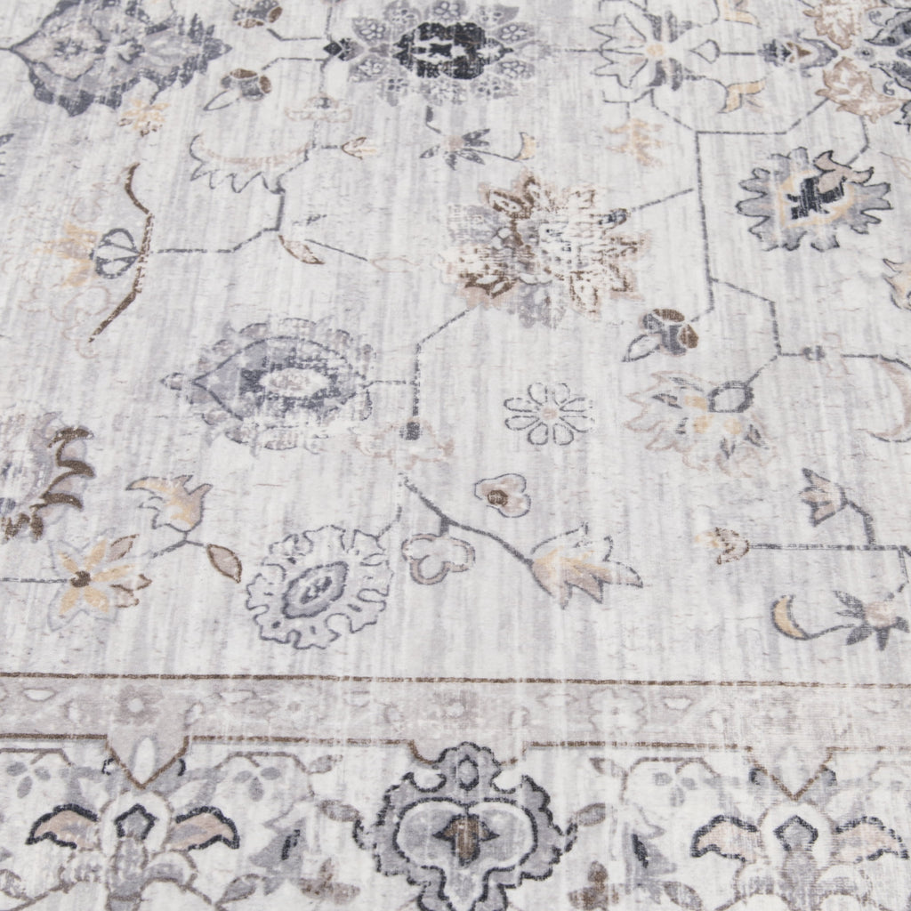  Persian Blooms Ivory Faux Fur Indoor Area Rug, 7'x9'10"