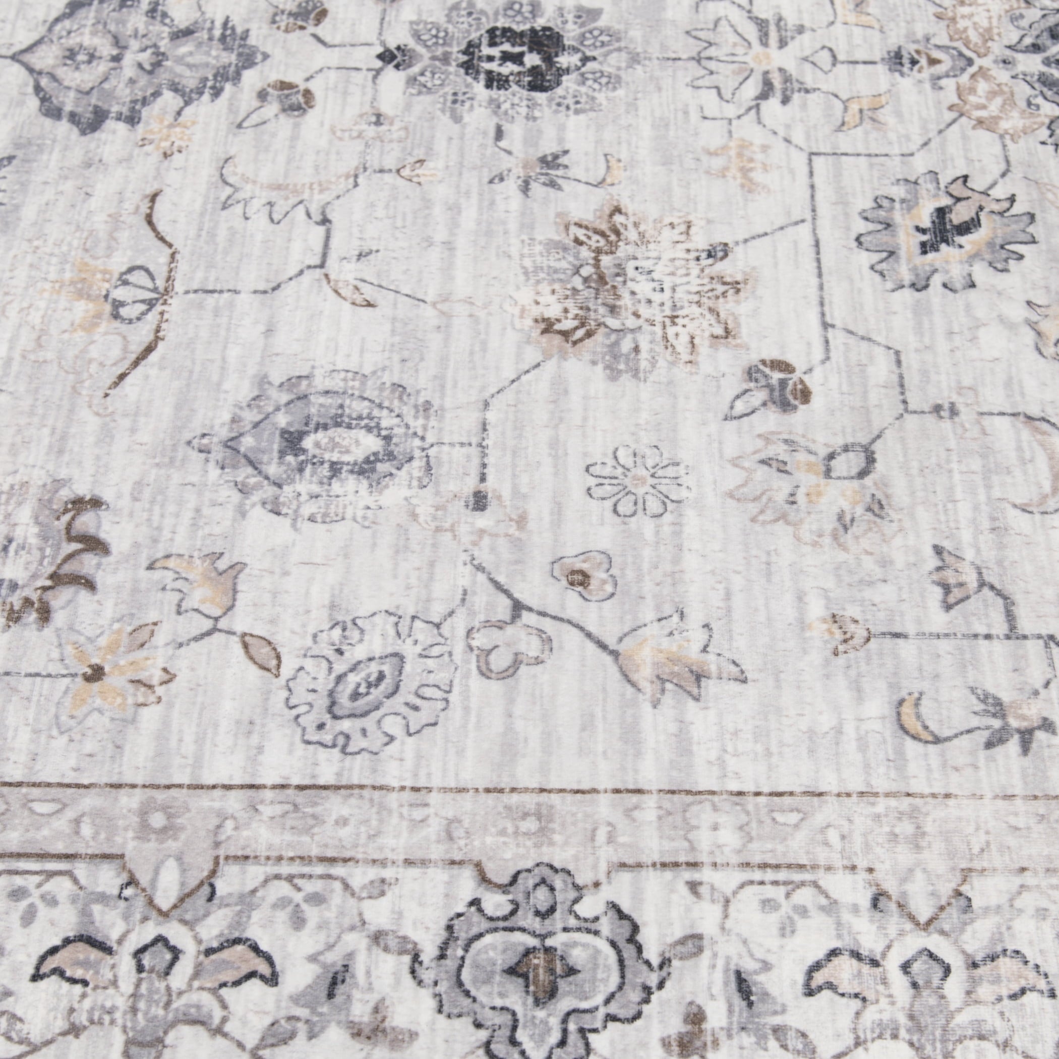  Persian Blooms Ivory Faux Fur Indoor Area Rug, 7'x9'10"