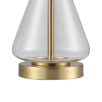  18" Clear Glass Table Lamp with Brass Metal Base and Beige Shade
