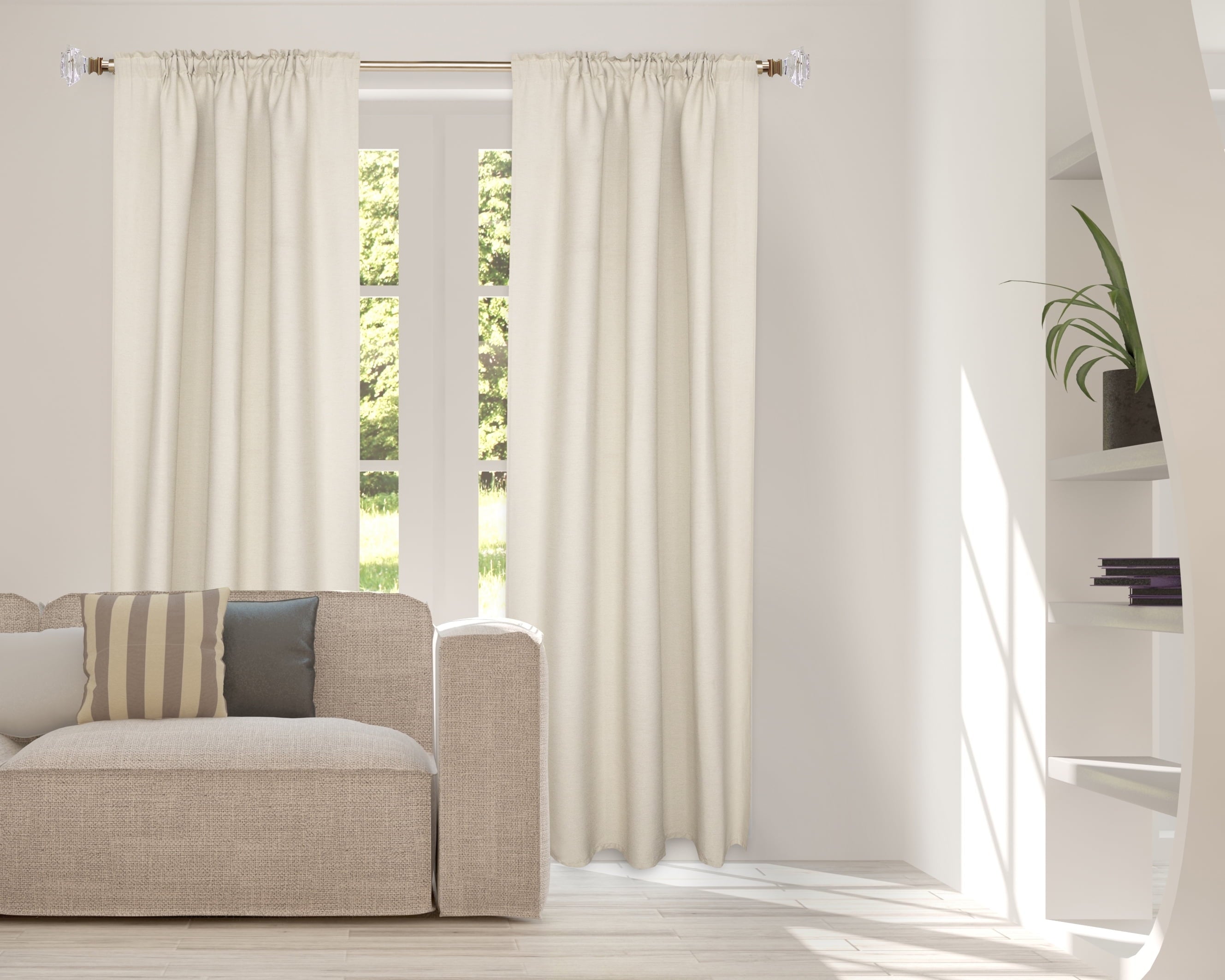  1� Clear Acrylic Square Single Curtain Rod, Brass, 42-120�