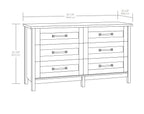  Modern Farmhouse 56.85" Wide 6 Drawer Dresser, Alabaster and Light Honey Finish