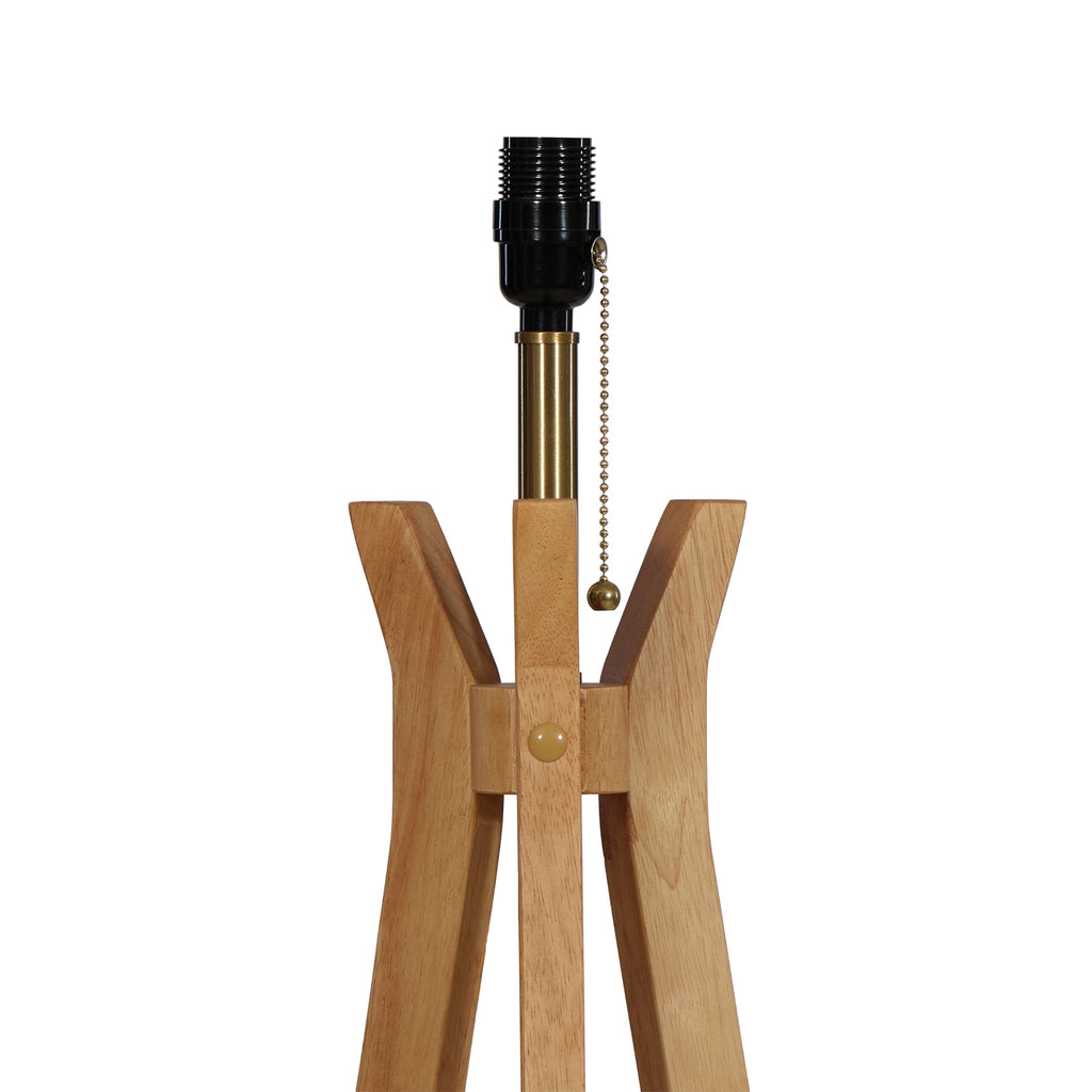  63" Natural Wood Tripod Floor Lamp with Pleated Shade