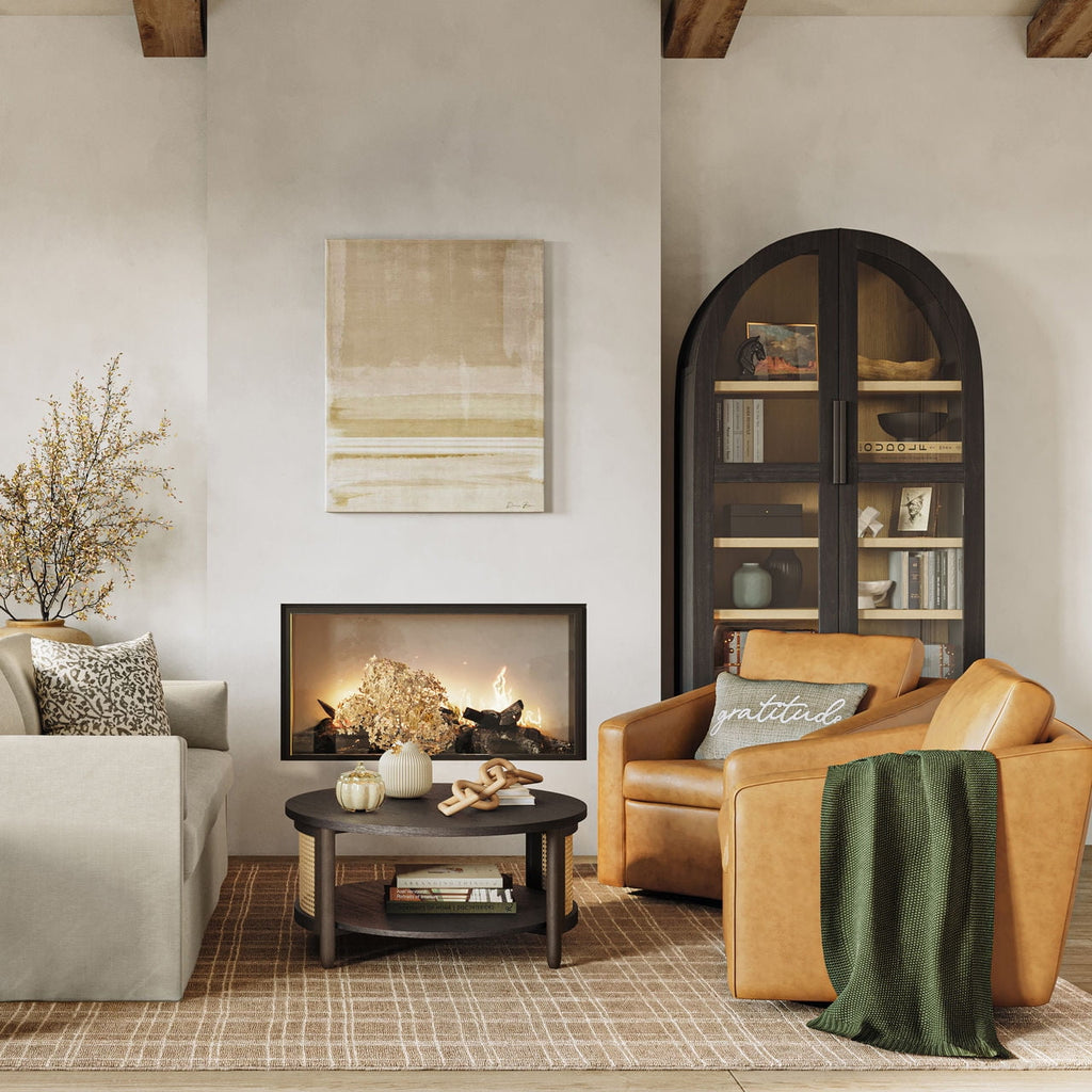  Steele Swivel Accent Chair, Camel Faux Leather