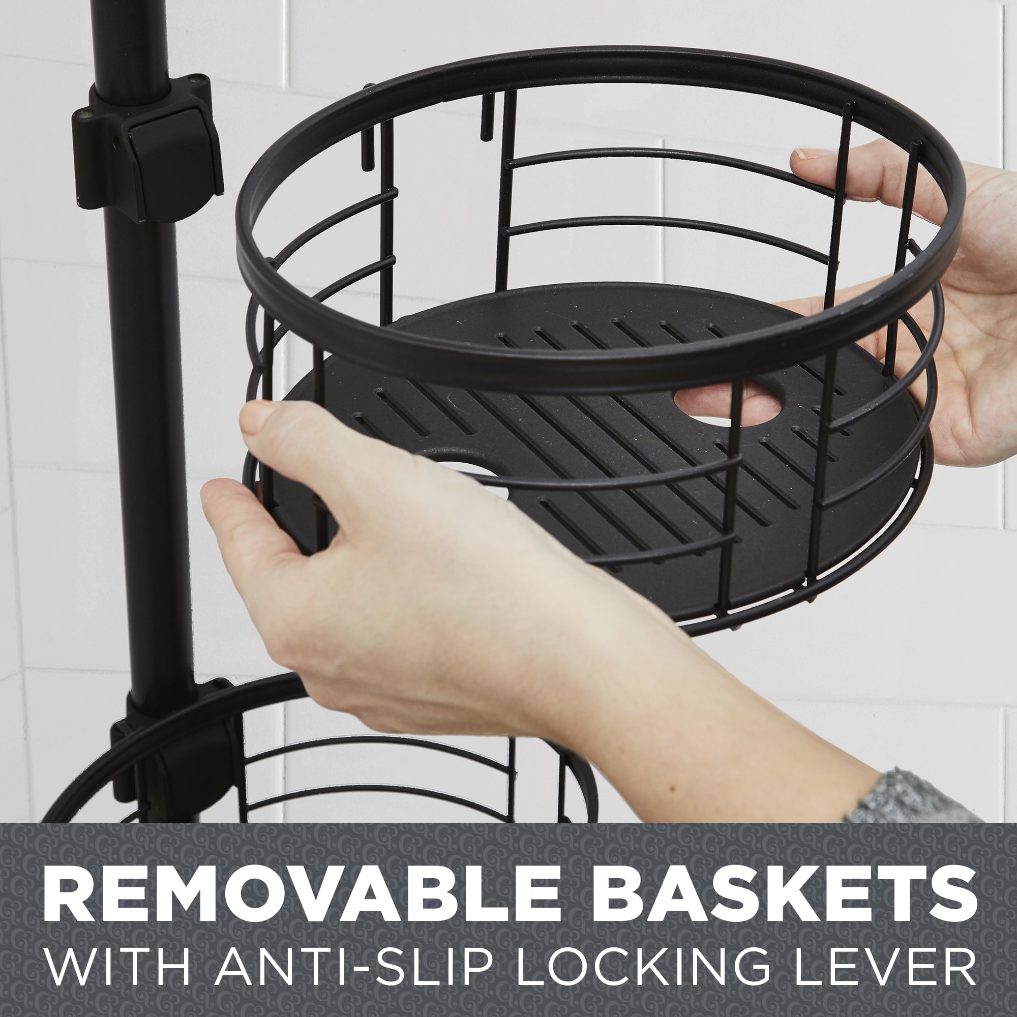  Rust-Resistant Tension Pole Shower Caddy, 3 Shelves, Oil Rubbed Bronze Finish