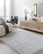  Blue Floral Runner Rug, 29" x 7'