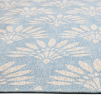  Blue Fan Palm Outdoor Washable Area Rug, 5' x 7'