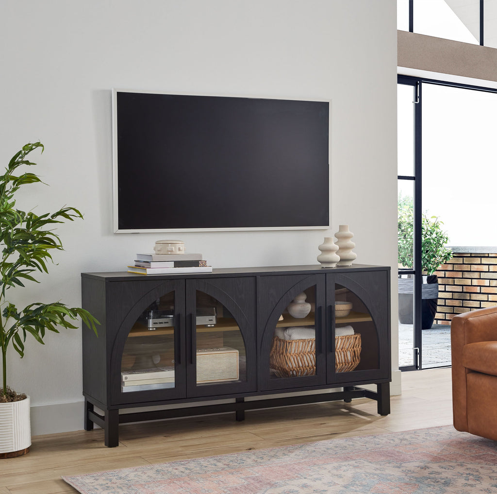 Juliet Arch TV Stand for TVs up to 65", Black Wood Finish