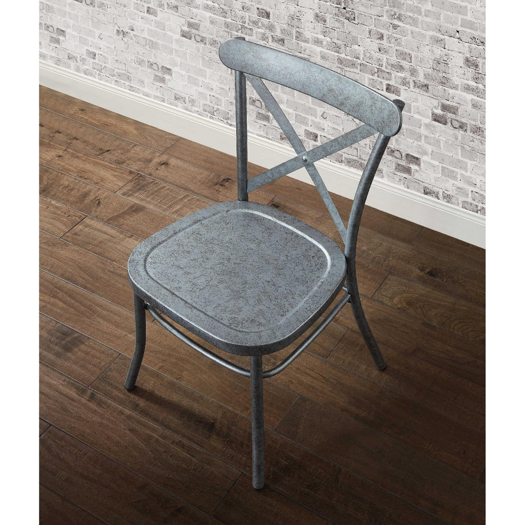  Collin Distressed Dining Chair, Set of 2, Silver Finish