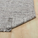  Light Grey Handwoven Plaid Wool Scatter Accent Rug, 30" x 46"