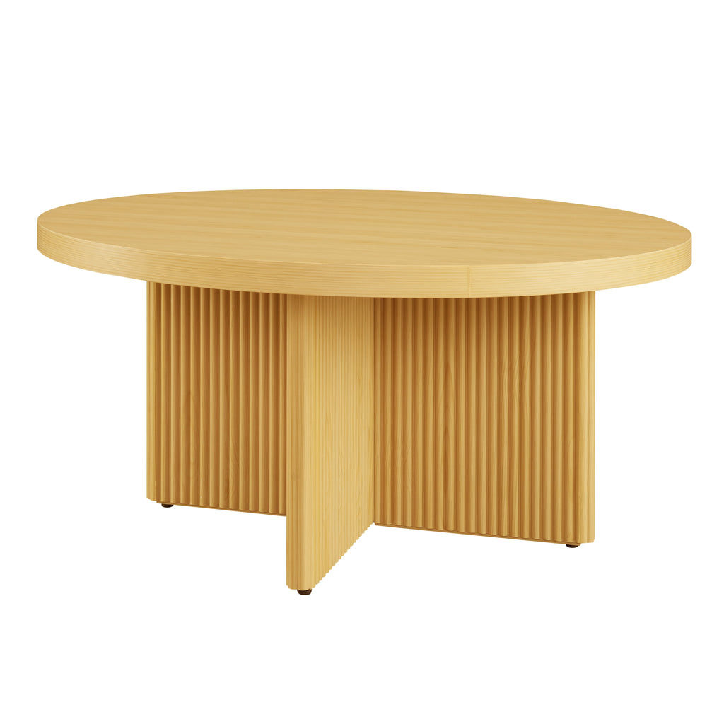 Open Box  Lillian Fluted Coffee Table, Natural Pine Finish