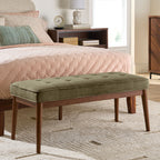  Colton 44" Upholstered Accent Bench, Olive