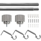  1" Satin Nickel Knurled Cylinder Curtain Rod, 42-120"