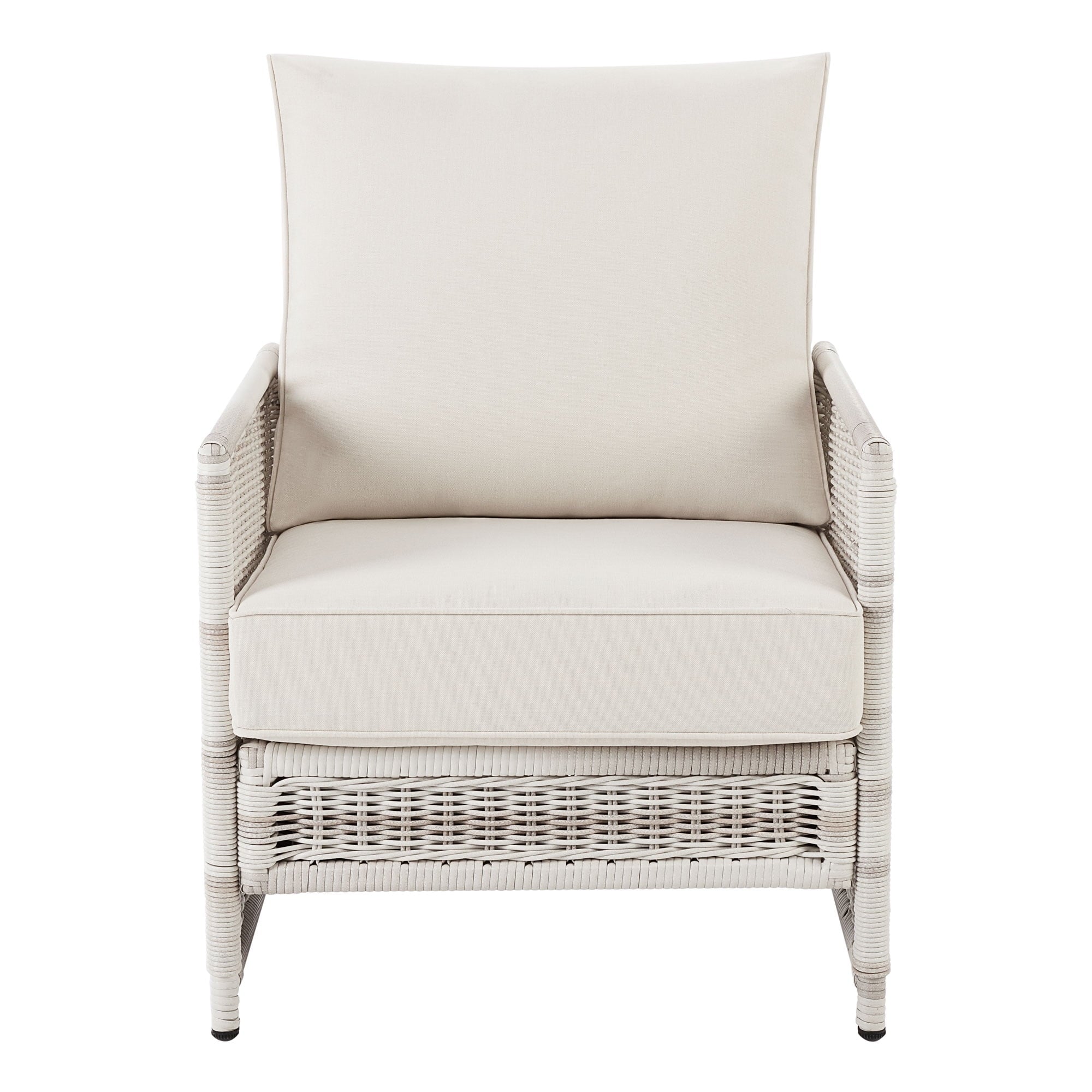  Paige Outdoor Wicker Stationary Lounge Chairs, Set of 2, White