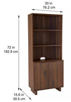  Lillian Fluted Bookcase with Doors, Walnut Finish