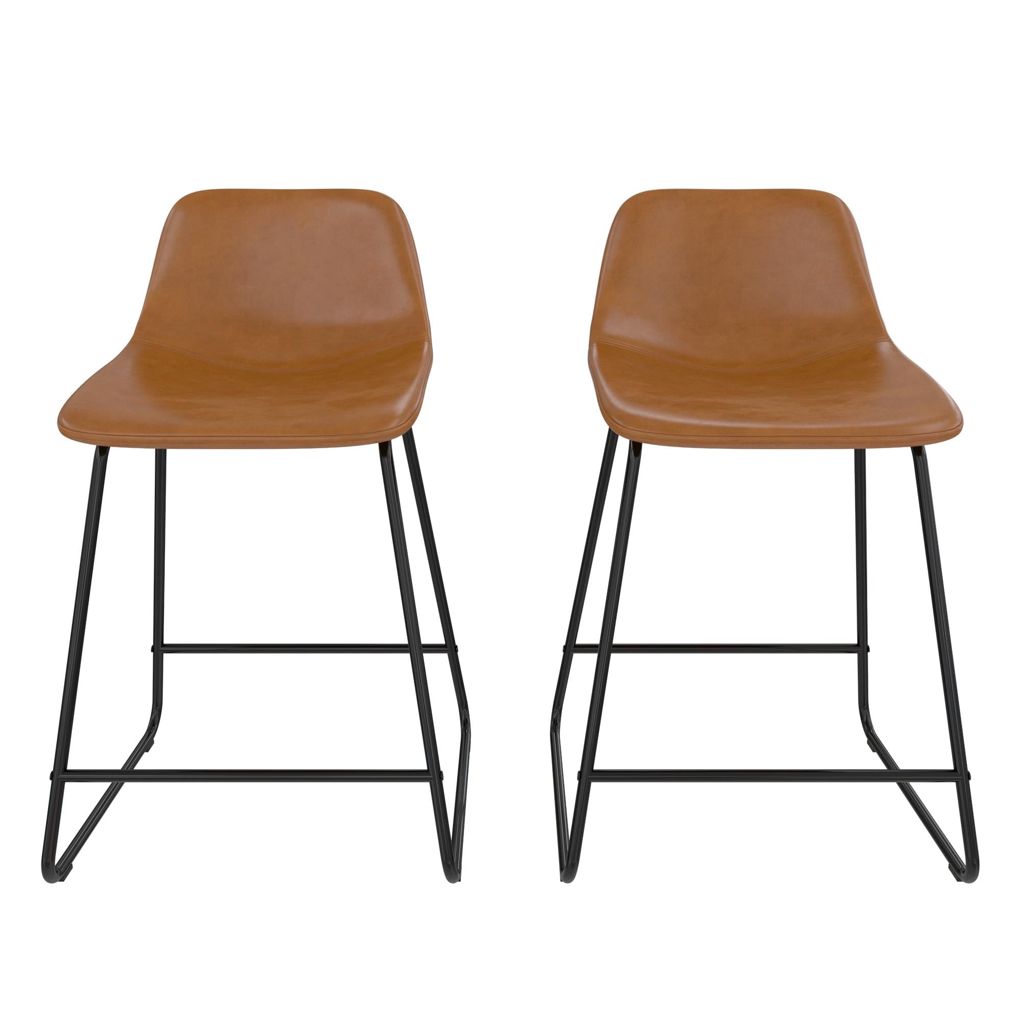  Farley Scoop Counter Height Stool, Camel Faux Leather