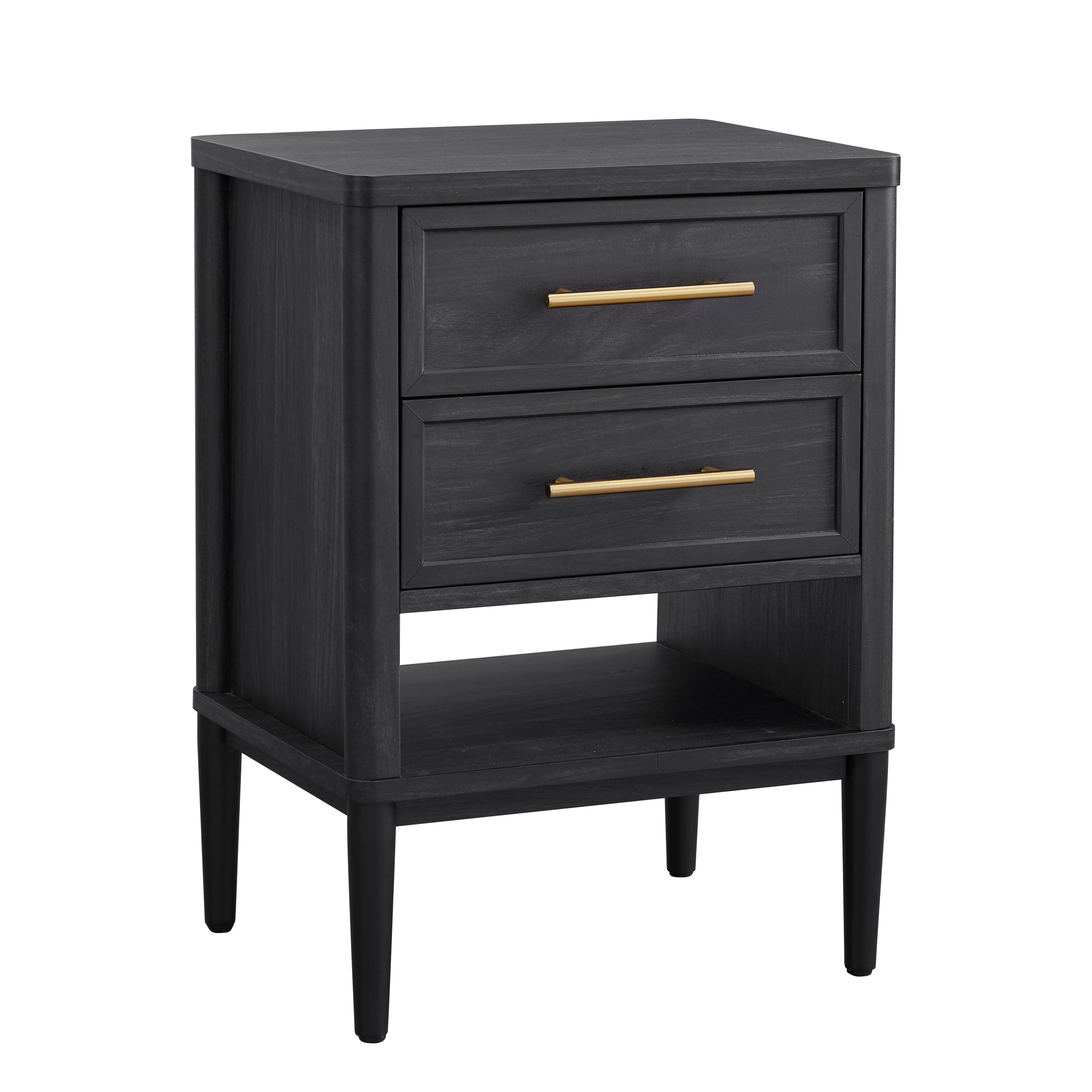 (2 pack)  Oaklee 2-Drawer Nightstand, Charcoal Finish