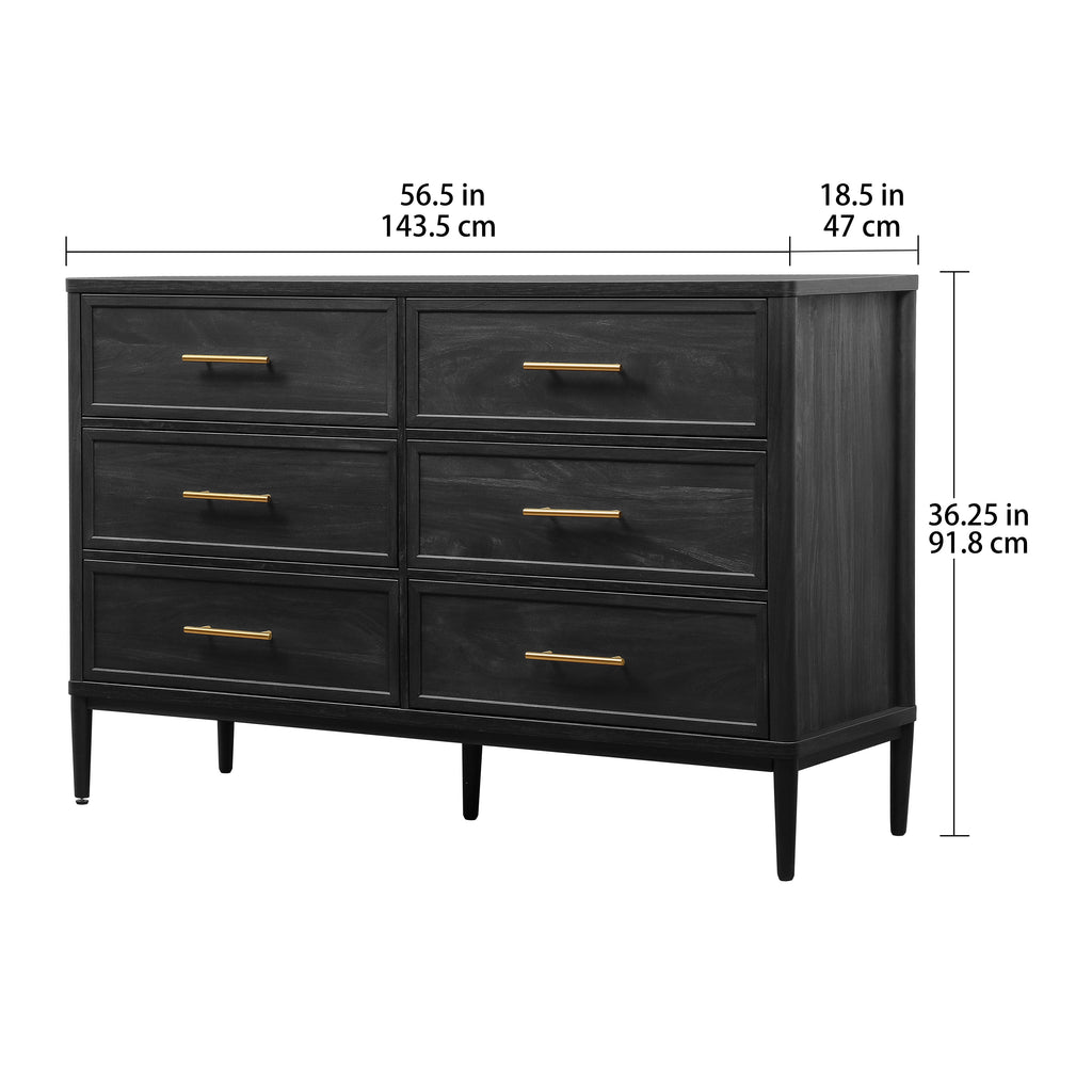  Oaklee 6 Drawer Dresser, Charcoal Finish