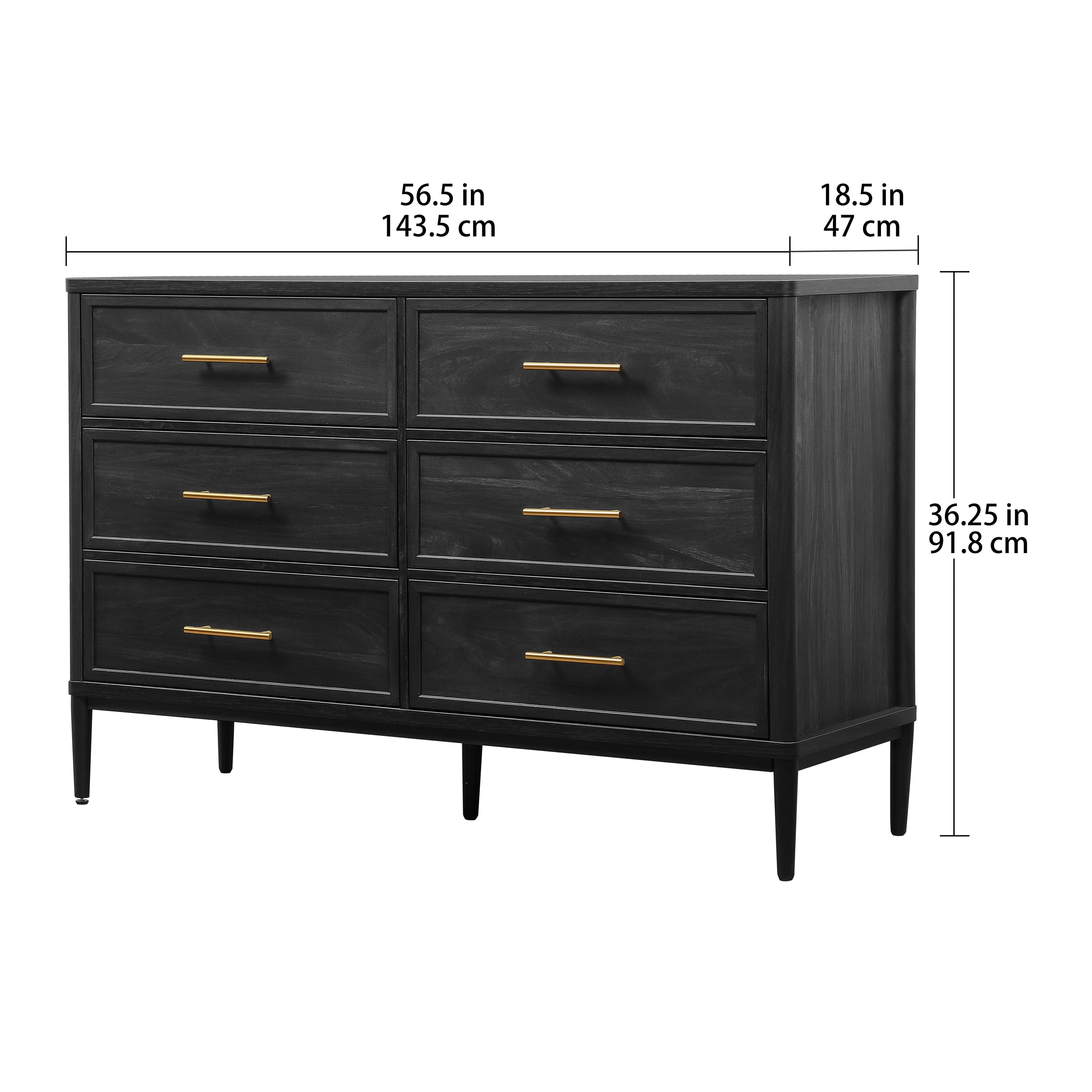 Oaklee 6 Drawer Dresser, Charcoal Finish