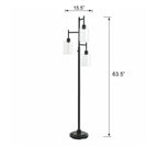 63.5 in 3 Light Contemporary Black Floor Lamp Clear Glass