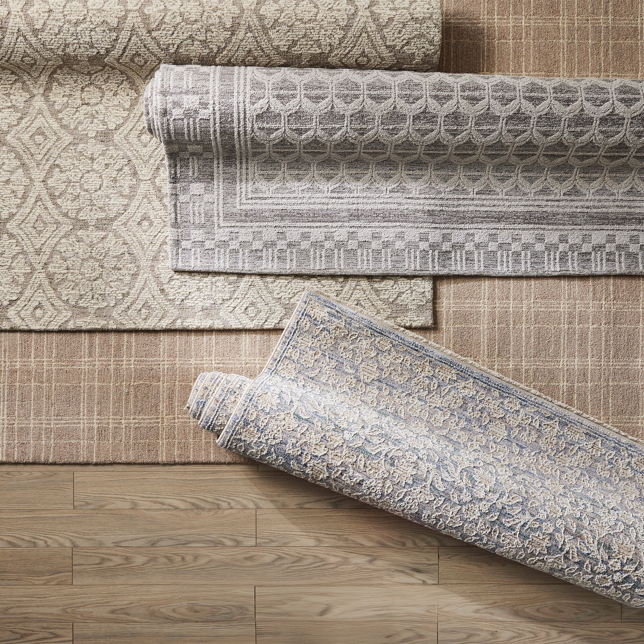  Beige Plaid Wool Indoor Area Rug, 7'10"x9'10"