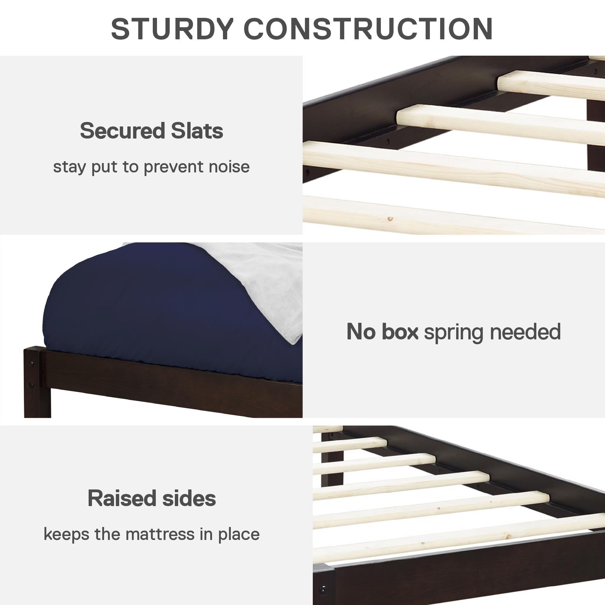  Leighton Kids Twin Size Bed, Wood Platform Bed Frame, Espresso