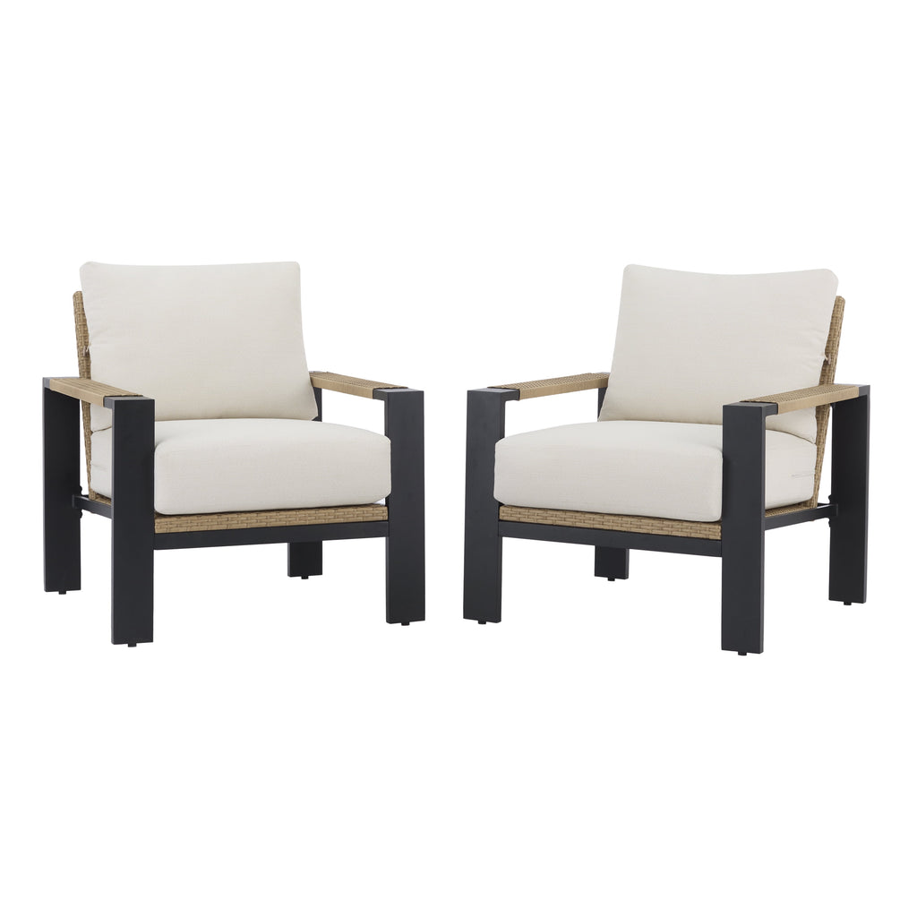  Ventura 2-Piece Outdoor Wicker Chat Chair, Beige