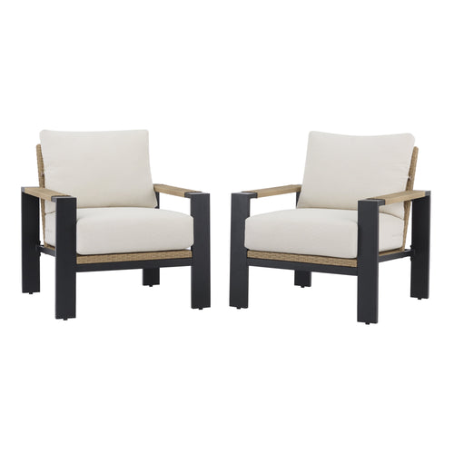  Ventura 2-Piece Outdoor Wicker Chat Chair, Beige