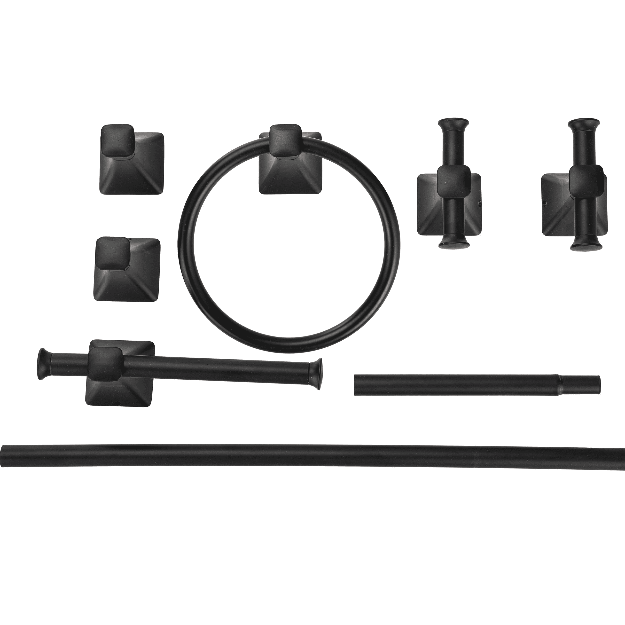  Steel Wall Mount 5PC Bath Hardware and Towel Holder Set Matte Black, Horizontal Orientation