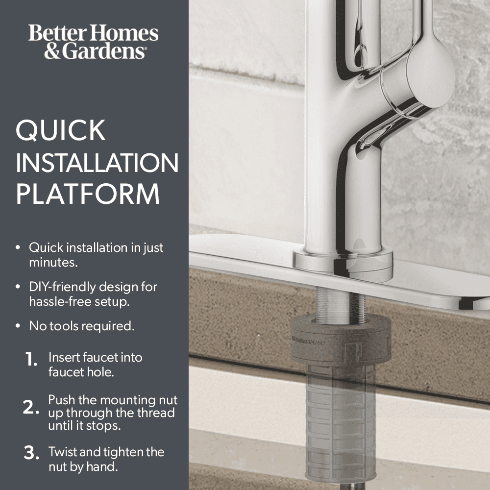  Clean Modern Chrome 4" Centerset Bathroom Faucet with Pull-Down Sprayer