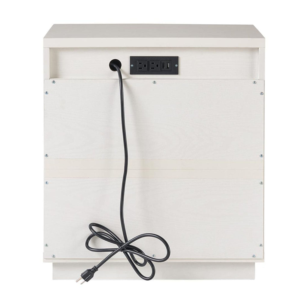  Lillian Fluted 2-Drawer Nightstand with USB, White Finish