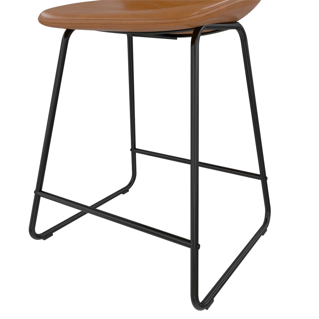  Farley Scoop Counter Height Stool, Camel Faux Leather