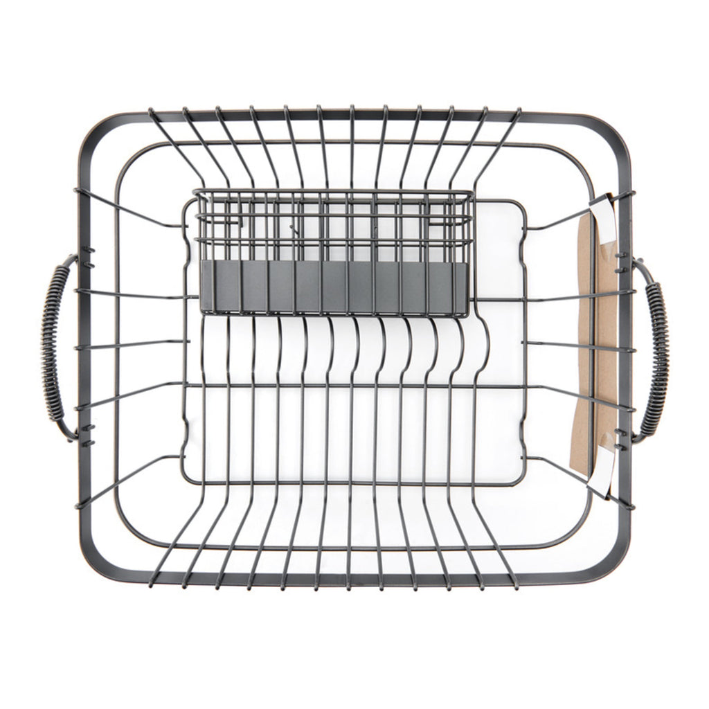  Metal Dish Rack with Caddy, Antique Gray, Best Used for Dish Drying and Sink Organization