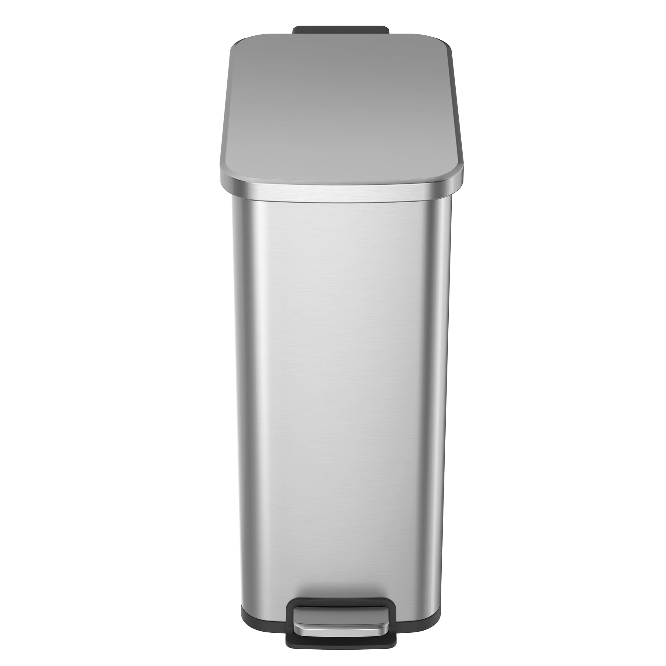  Kitchen Trash Can, 13.2 Gallon Stainless Steel Slim Step Garbage Bin with Soft Close Lid, Silver