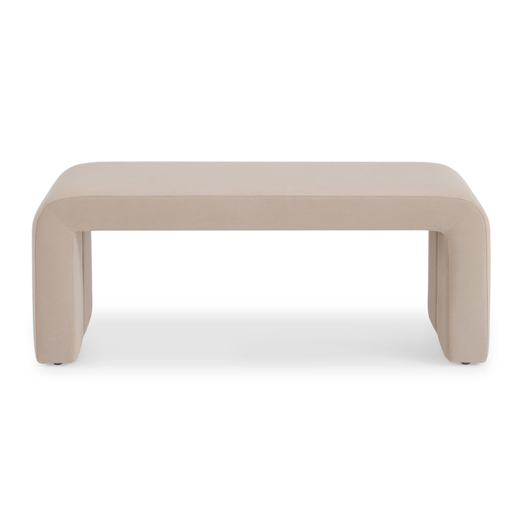  Juliet 44.50" Velvet Waterfall Bench, Beige