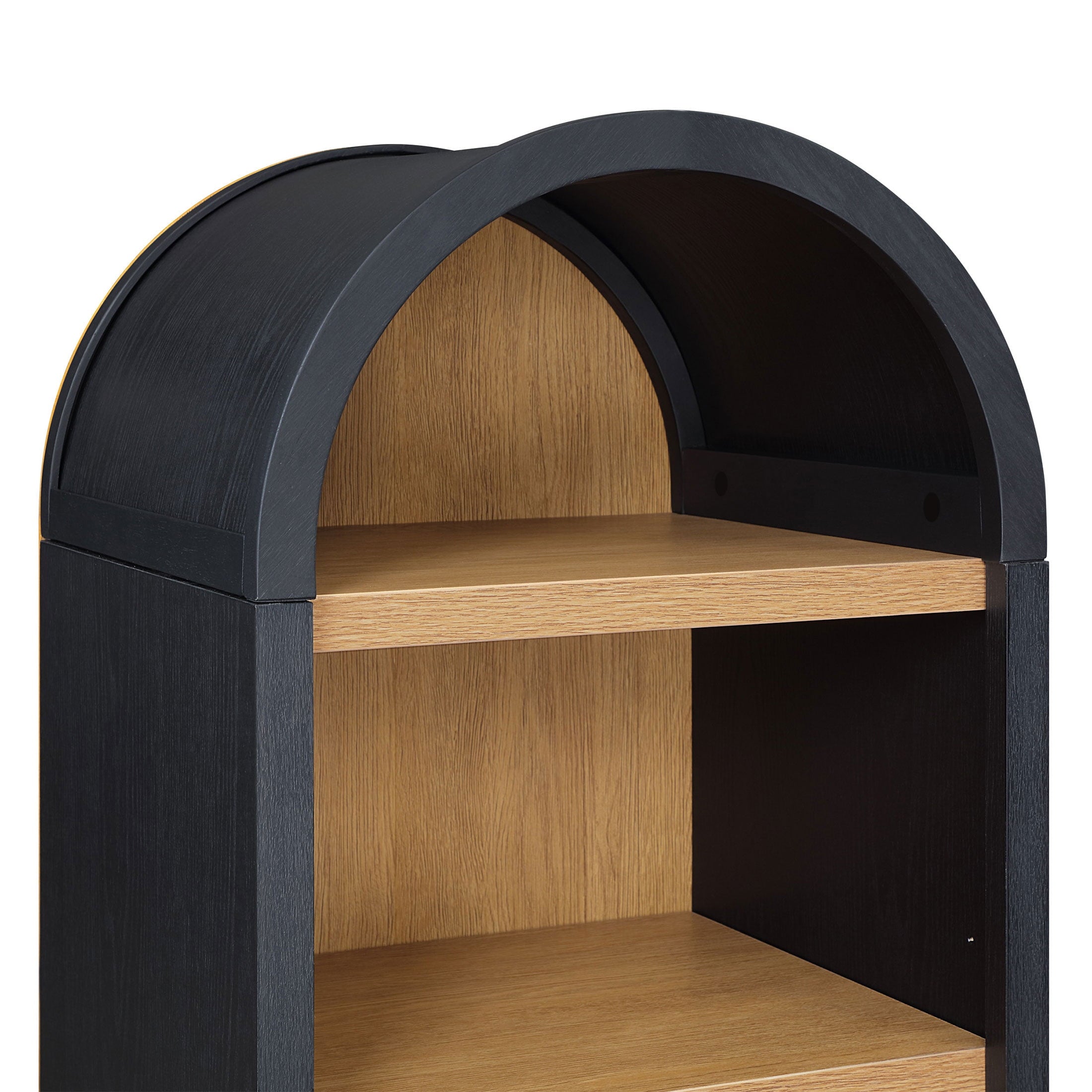  Juliet Narrow Arch Bookcase, Rich Black and Light Honey