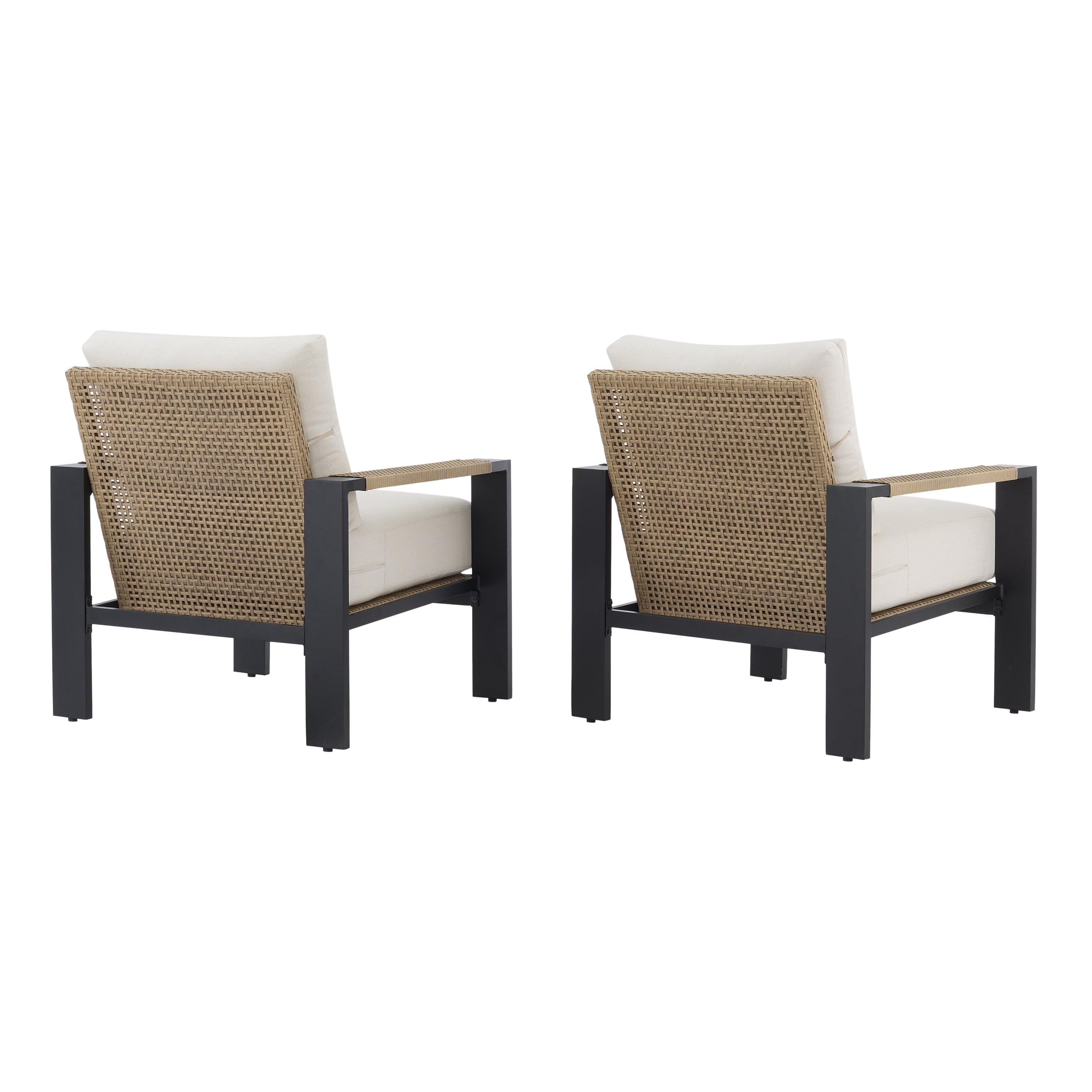  Ventura 2-Piece Outdoor Wicker Chat Chair, Beige