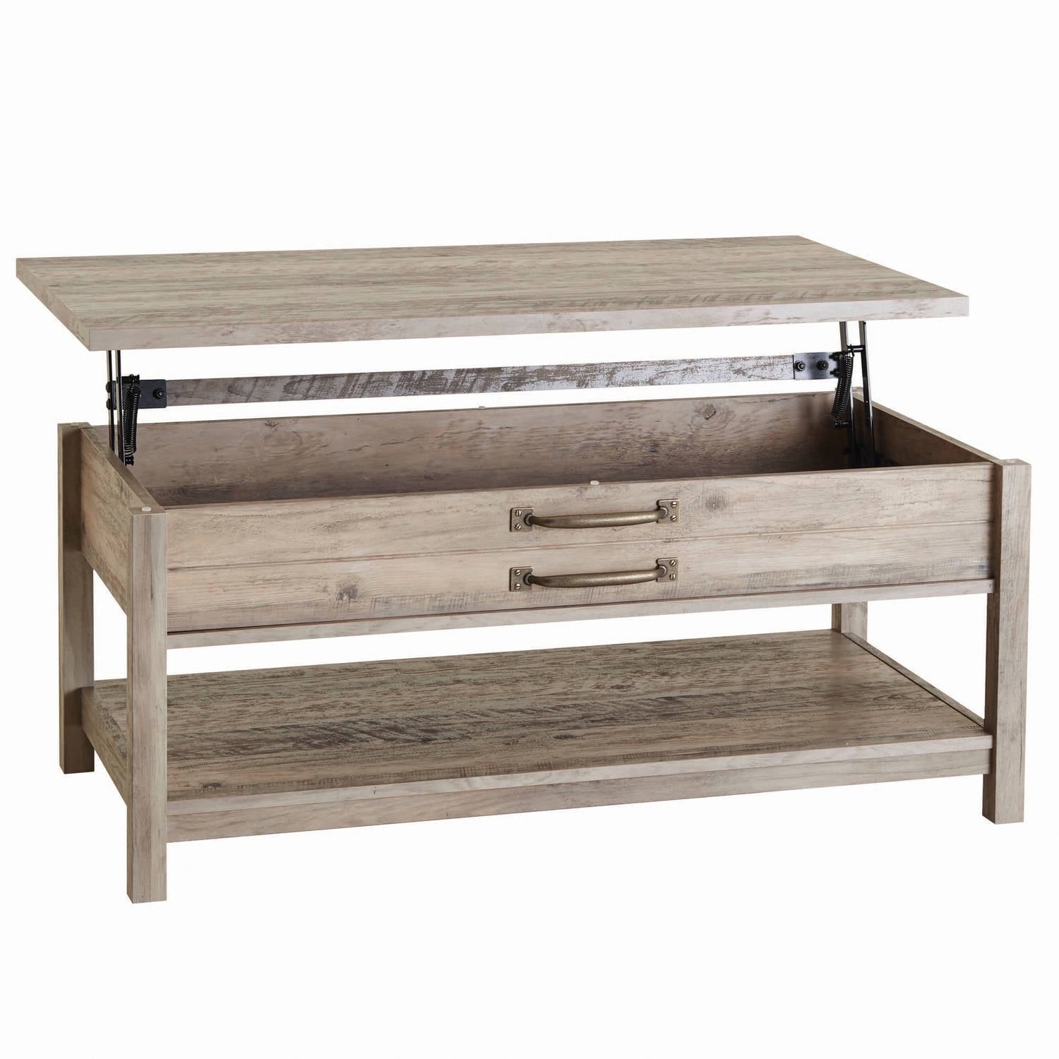  Modern Farmhouse Rectangle Lift-Top Coffee Table, Rustic Gray Finish