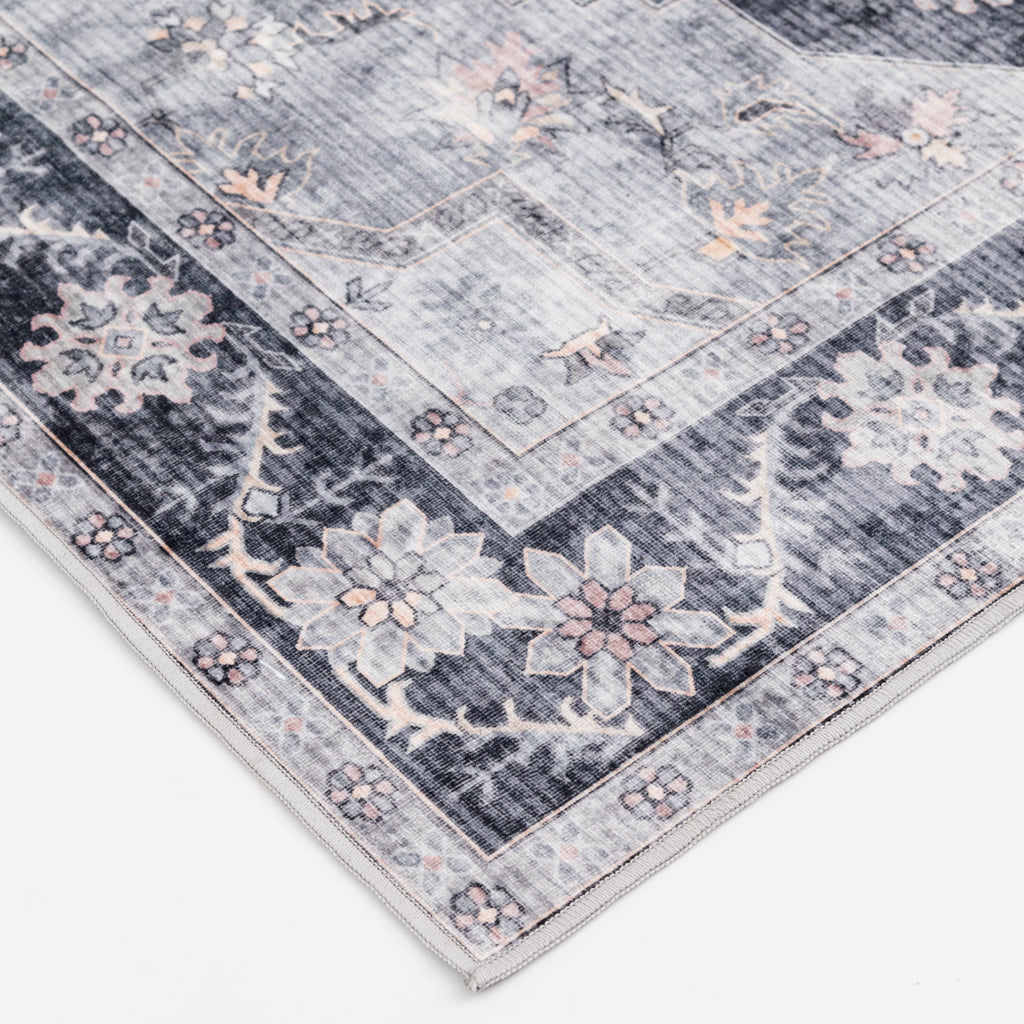  Washable Persian Area Rug, Gray, 7'2"x9'10"