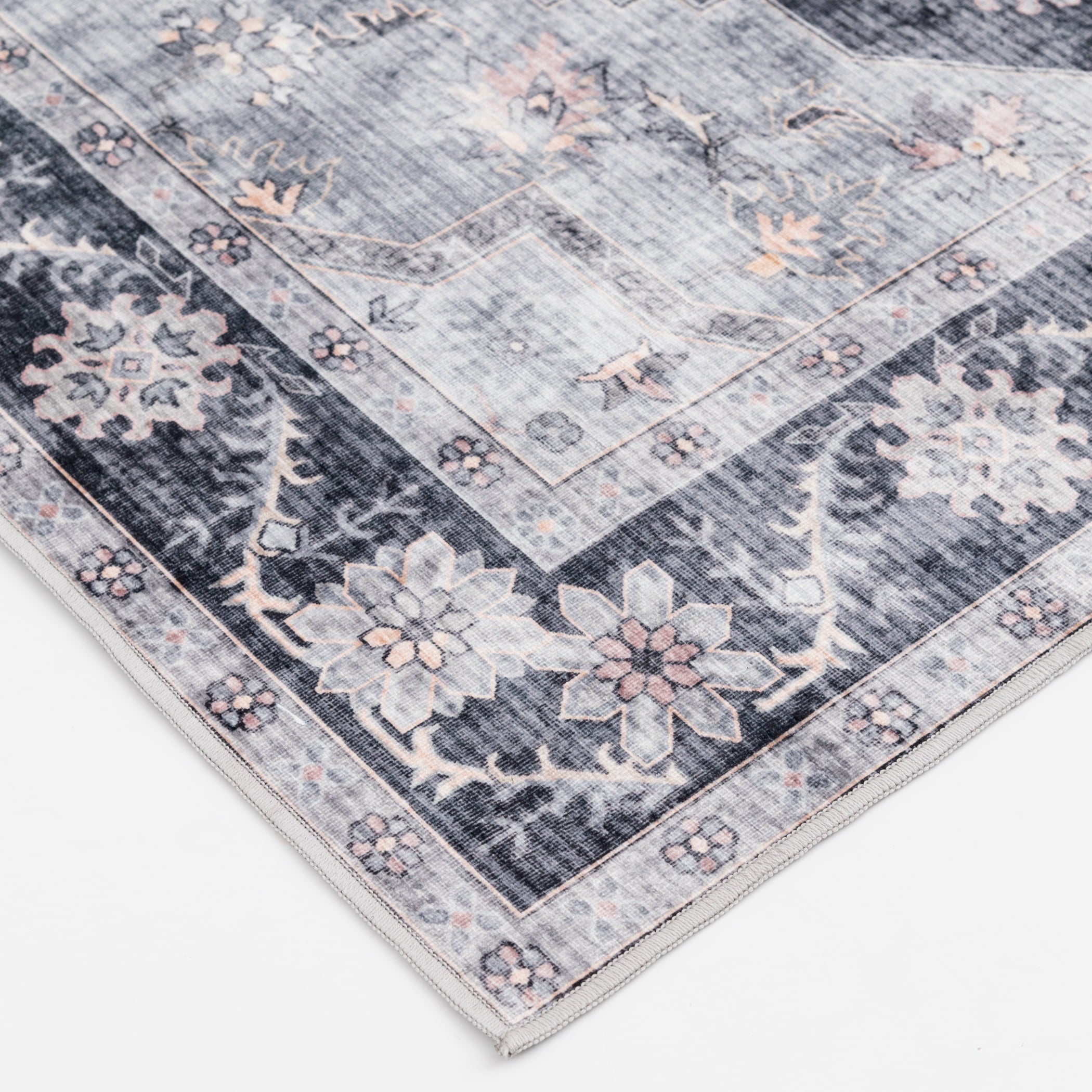  Washable Persian Area Rug, Gray, 7'2"x9'10"